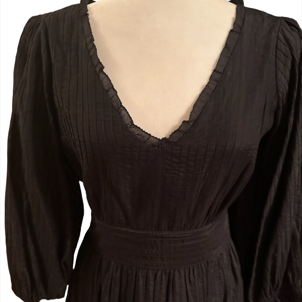 Black V-Neck Long Sleeve Women's Dress